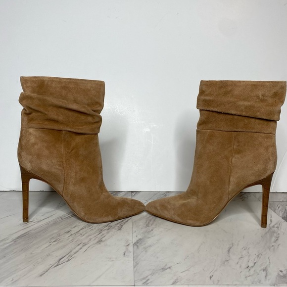 Marc Fisher Rayya Brown Tan Suede Slouch Heeled Boot 8 1/2 M - Picture 6 of 16